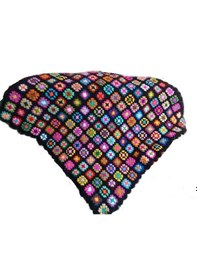 Resim El Örgüsü Etnik Otantik Motifli Siyah Koltuk Şalı 100 Cm X 100 Cm Siyah - Çok Renkli 