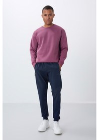 Resim Tommy Life İndigo Fermuar Cepli Standart Kalıp Jogger Erkek Eşofman Alt - 84651 İndigo 