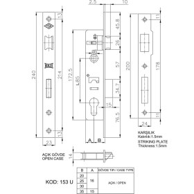 Resim Aesco Kale 153 U 25 mm Dilli Silindirli Kilit 