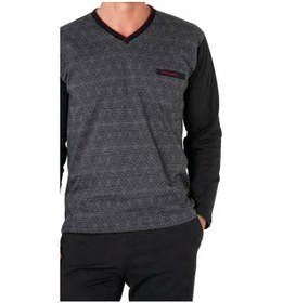 Resim Pierre Cardin Erkek Kuzun Kollu V Yaka Pijama Takım 6110-siyah-s Çok Renkli 