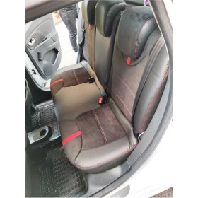 Resim Akıncı Clio 4. Uyumlu Arka Sırt 2+1 Siyah Taytüyü Siyah Deri Karışımı Kırmızı Ip Kırmızı Şerit 