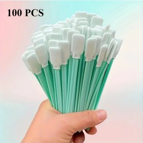 Resim Gateesat 100 Adet Polyester Lifli Temizleme Bezi Plastik Saplı Yazıcı Optik Cihaz Araç Temizliği 