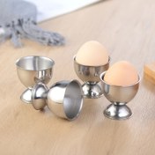 Resim Yemek masası için dört parçalı set yumurta tepsisi, paslanmaz çelik yumurta bardağı, kahvaltı oteli, haşlanmış yumurta tutucu, küçük şarap bardağı, yumurta standı 