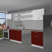 Resim Decoraktiv Elite 280Y MDF Hazır Mutfak Dolabı - Tezgah Dahil - Bordo - Beyaz 