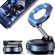 Resim 2025 Yeni Ayarlanabilir & Katlanabilir Manyetik Araba Telefon Tutucu, N52 Güçlü Mıknatıs, 360° Dönebilir, Vakum Emiş Kupası ile Gösterge Paneli, Banyo Fayansları, Cam Yüzeyler için - ABS Malzeme, Yuvarlak Şekil, Şık Tasarım | Babalar Günü/Sevgililer Günü 