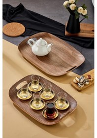 Resim Cooker 2'li Lüks Ahşap Oval Sunum Tepsisi 50x37 Cm Ve 45x32 Cm Yk1470 Diğer 