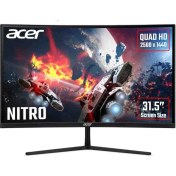 Resim Acer Nitro EI322QURPbmiippx 80cm 31.5 inç ZeroFrame QHD Curved 1500R 165Hz FreeSync Premium Pro DisplayHDR 400 VA LED 2xHDMI 2xDP MM Audio out EURO Siyah Acer EcoDisplay Gaming Monitor 
