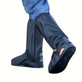 Resim Yeni Kalınlaştırılmış PVC Yağmurluklar - Ağır Hizmet, Kaymaz, Yüksek Topuklu Su Geçirmez Ayakkabılar, Anti-Kum Tasarımı ile Yetişkinler için, Siyah, Dış Mekan Ayakkabıları | Kaymaz Ayakkabılar | Dayanıklı PVC Malzeme 