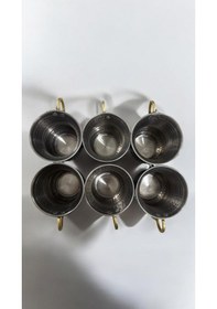 Resim 6 Lı Krom Ayran Bardağı, Büyük Boy, Bakır Görünümlü Bardak, Krom 