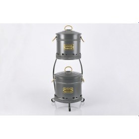 Resim 2 Katlı Metal Patates Soğan Saklama Kovası Antrasit 