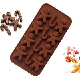 Resim 12 Göz Gingerbread Man ve Baston Şeker Silikon Çikolata Kalıbı 
