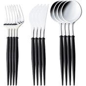Resim Vkemall 12'li Gümüş Renk Tek Kullanımlık Çatal Kaşık Bıçak Seti - Parti Ve Ev Kullanımı İçin 