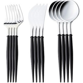 Resim Vkemall 12'li Gümüş Renk Tek Kullanımlık Çatal Kaşık Bıçak Seti - Parti Ve Ev Kullanımı İçin 