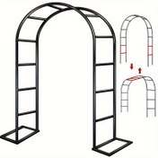 Resim 1 Adet Ağır Hizmet Tipi Çelik Bahçe Kemeri Siyah Metal Çerçeve & Kırmızı Çizgili - Tırmanan Bitkiler, Güller, Sebzeler için Sağlam Dış Mekan Kemer - Sevgililer Günü Bahçe Dekorasyonu, Endüstriyel Dayanımlı Malzemelerle Metal Bahçe Arkaları 