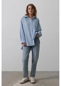 Resim Çizgili Tek Cep Gömlek - Bebe Mavisi Bebe Mavisi 