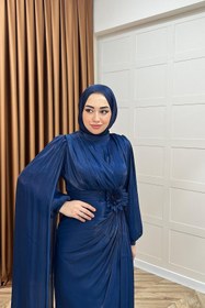 Resim MERVE TESETTÜR Pelerinli Tül Abiye 