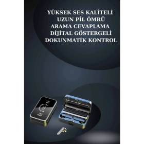 Resim Marsilyan Bileklikli Amoled Ekran Akıllı Saat ve Dijital Göstergeli Kablosuz Bluetooth Kulaklık Anc/ Enc 
