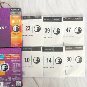 Resim Renkli ve rahat dokunuşlu fosfor bakır nanotabaka kaplı akustik gitar tel, ultra hafif özelliklere sahip 0-47 seti (6 adet), Noel ve Cadılar Bayramı tatil hediyeleri için mükemmel seçim 
