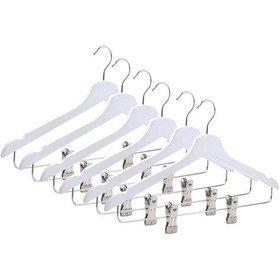 Resim Nyn Ahşap Askı Mandallı Gömlek Etek Askısı Beyaz Renk 6 Adet 