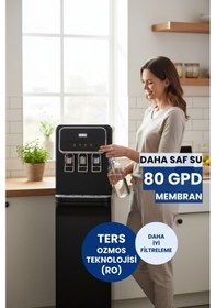 Resim Arıtmalı Su Sebili 80gpd Ro - Sıcak, Ilık Ve Soğuk Su - 3 Musluklu Siyah V2 Üreticiden 