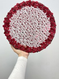 Resim ZEYMERADE Bordo Gelin Tefi 32cm Çiçek Pul Payet Parlak Taşlı Düğün Kına Nedime Bride Parti Defi 