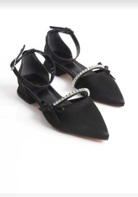 Resim HMS moda Kadın Abiye Saten Yandan Kumaş Fiyonk Ve Üsten Elmas Şeritli 