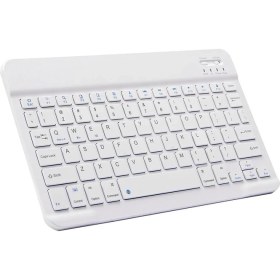 Resim TezMax Philips M9X S510J 10.1" Uyumlu Kablosuz Bluetooth Şarj Edilebilir Mini Q Klavye - Beyaz 
