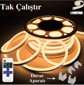 Resim Neon Esnek Şerit Led Tak Çalıştır Kumandalı-dimmer-gün Işığı 1mt 