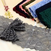 Resim 1.83 metre uzunluğunda elastik dantel şerit kumaş - 15.01 cm genişlik, DIY kıyafetler, etek kenarı, dikiş el sanatları için dekoratif yumuşak dantel kurdele - Beyaz, Kırmızı, Siyah renklerde mevcut 