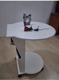 Resim Hobi Erc 90589 Cepli Ufo Sehpa Tekerlekli Ahşap Mdf Parlak Lake Beyaz Kanepe Sehpası El Yapım Beyaz 