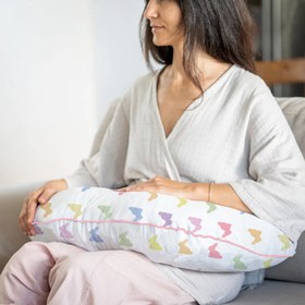Resim Müslin Bebek Emzirme Destek Yastığı - Rainbow Lapin Pink 