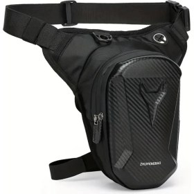 Resim Sannora Bags Siyah Erkek Motorcu Bacak Çantası Su Geçirmez Sert Korumalı Gece Görüşlü Outdoor Bel ve Omuz Çantası 