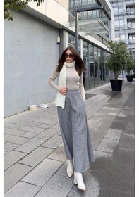 Resim Kadın Antrasit Yüksek Bel, Cepli, Kiloş Kesim, Uzun Kaşe Etek Antrasit 