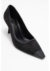 Resim Luvishoes Luvi Shoes Rona Siyah Süet Mat Burunlu Kadın Topuklu Ayakkabı SIYAH SUET 