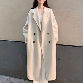 Resim Kadınlar için Tweed Kaban Kışlık Uzun Ceket - Klasik İngiliz Tarzı Düz Renk (Kahverengi/Bej/Kum Rengi) Düğmeli Ön Kapama, Yapılandırılmış Yaka & Dikilmiş Kesim, İşe Gidiş, Yarı Resmi Etkinlikler için - Elde Yıkanabilir Dış Giyim 