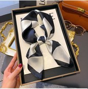 Resim Irojeff Lüks Kadın İpek Şal - Moda Saten Başörtüsü Ve Saç Bandı Black 