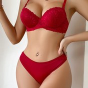 Resim Kadınlar için alt çerçeveli, ultra ince büyük beden nefes alabilen seksi push-up tasarımlı yazlık ince sütyen takımı, göğüs daha büyük görünmeli 