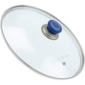 Resim Tencere Sahan Tava Cam Kapağı Kapak 34 cm Mavi Tutma Tepesi 