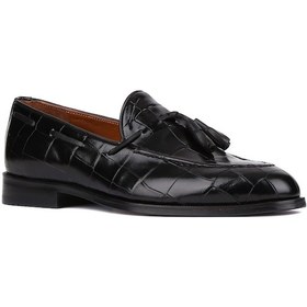 Resim Shoetyle - Siyah Croco Deri Püsküllü Erkek Klasik Ayakkabı 250-7951-835 