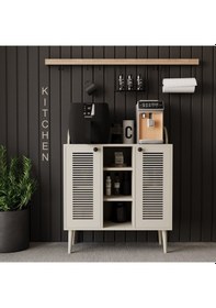 Resim Kahve Kiler-kahve Köşesi %100 Mdf Lake Ahşap Ayak Çok Amaçlı Dolap Kumtaşı 