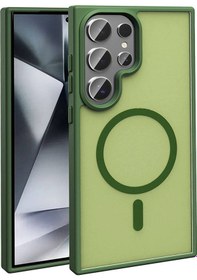 Resim Galaxy Uyumlu S24 Ultra Kılıf Magsafe Şarj Özellikli Mat Arka Yüzey Sio Kapak-koyu Koyu Yeşil Koyu Yeşil 