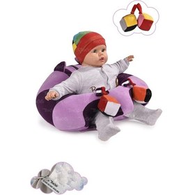 Resim Oyuncaklı Bebek Oturma Destek Minderi - Devrilmez Bebek Koltuğu - Büyük Bebek Oturağı Lila Mor 