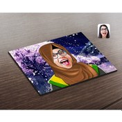 Resim Kişiye Özel Kadın Arapça Öğretmeni Karikatürlü Ahşap Puzzle-3 