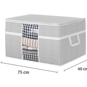Resim 3'lü Mega Boy Pencereli Yorgan Hurcu - Yastık Yorgan Düzenleyici Saklama Hurcu 75 X 40 X 40 Cm Gri 