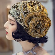 Resim Kadınlar için Şık Büyük Çiçekli Şapka, İlkbahar/Yaz Vintage Dantel Başörtüsü, Büyük Çiçekli Kemoterapi Şapkası, Saçları Örten İnce Başörtüsü 