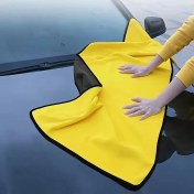 Resim 1 adet Ekstra Büyük Mikrofiber Araba Temizleme Havlusu - Hızlı Kuruyan, Yüksek Emici, Yumuşak Polyester Detaylı Bez, Araç Dış Cephe Bakımı için, Pil Gerektirmez, Parlak Sarı ile Siyah Kenarlar, Araç Detaylı Bez | Parlak Havlu Tasarımı | Mikrofiber Havlu, Araba Havluları ve Yıkama Bezleri 