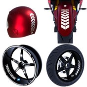 Resim Moto Rider Reflektif Gri İç Dış Jant Şeridi Kask ve Çamurluk 4'lü Sticker Seti Çınar Extreme