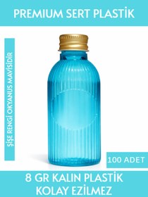 Resim Sizeuyduk Okyanus Mavisi Rengi Boş Plastik Şişe 100 Adet 50 ML Kolonya Söz Nişan Düğün Nikah DNZ21AltınKpk 