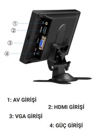 Resim POSCAM 7 İnç Hd Araç İçi Monitör HDMI VGA AV Girişli 