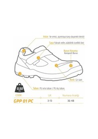 Resim Yds Gpp 01 Pc Kompozit Burunlu İş Güvenliği Ayakkabısı Gri 